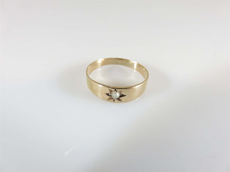 Antique Victorian Era 9K Gold Solitaire Seed Pearl Children's Ring - Just Stuff I Sell