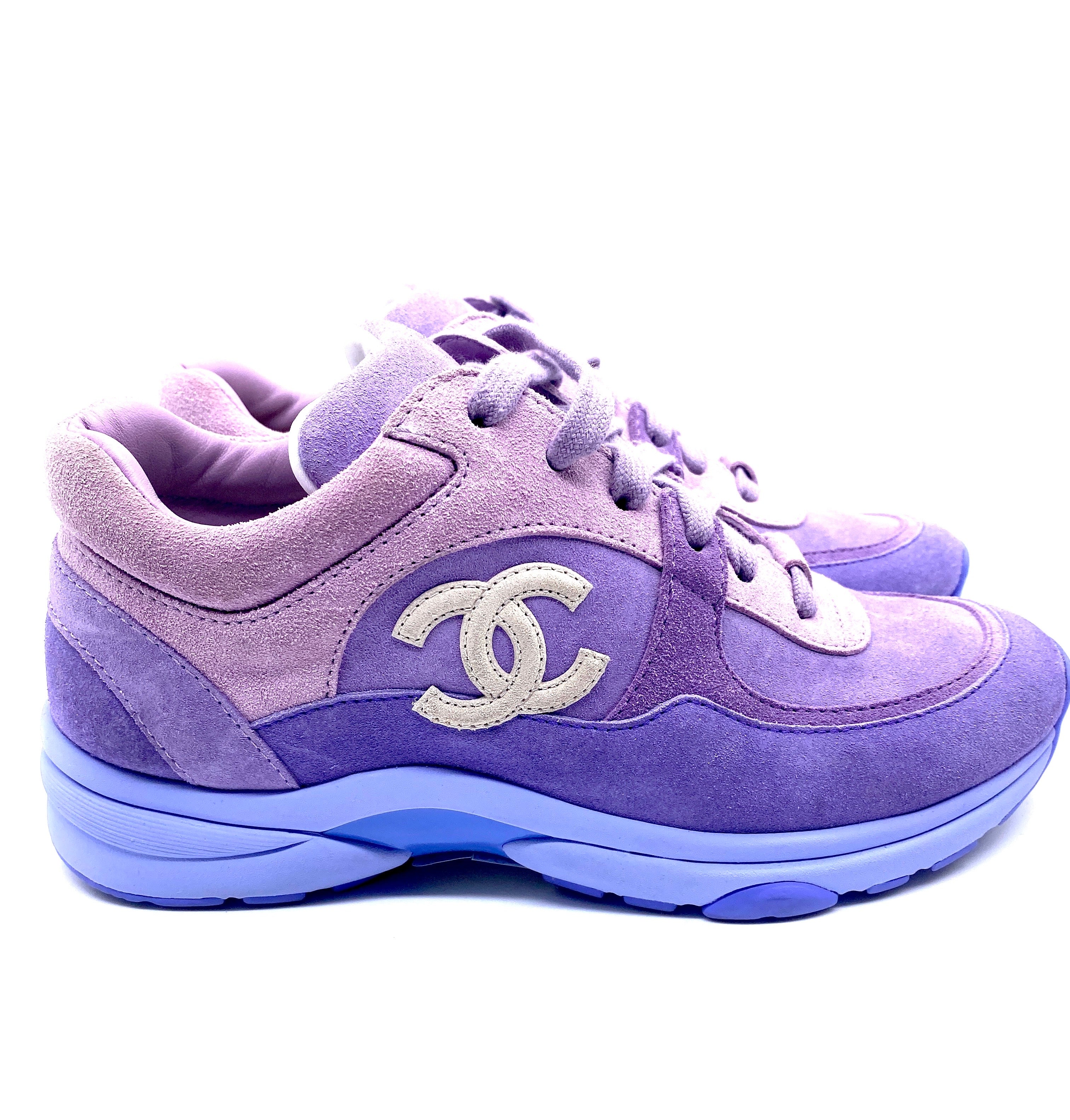 CHANEL Purple Low Top Interlocking CC Suede Sneakers | Size 36 – Kouture  Consignment & New