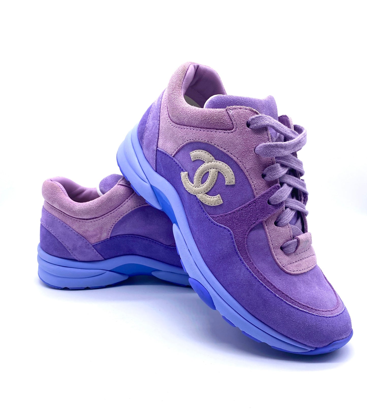 CHANEL Purple Low Top Interlocking CC Suede Sneakers | Size 36 – Kouture  Consignment & New