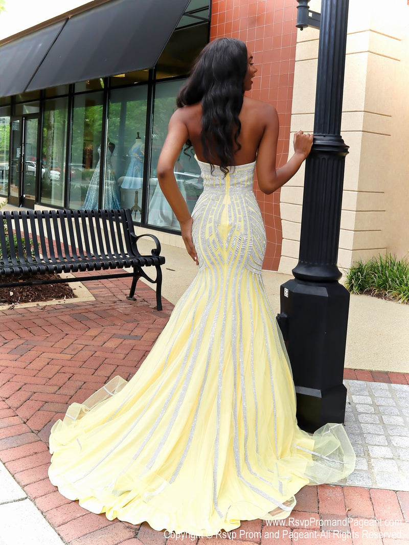 lemon yellow prom dress