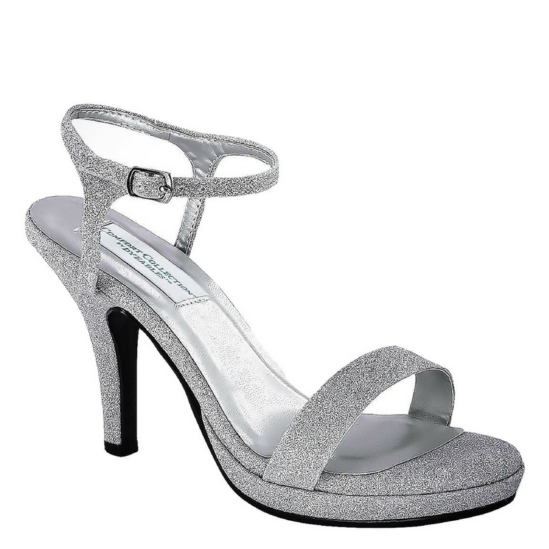 silver medium heel shoes
