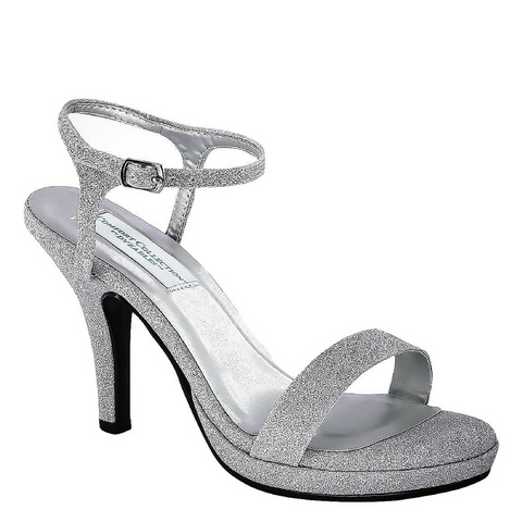 silver medium heels