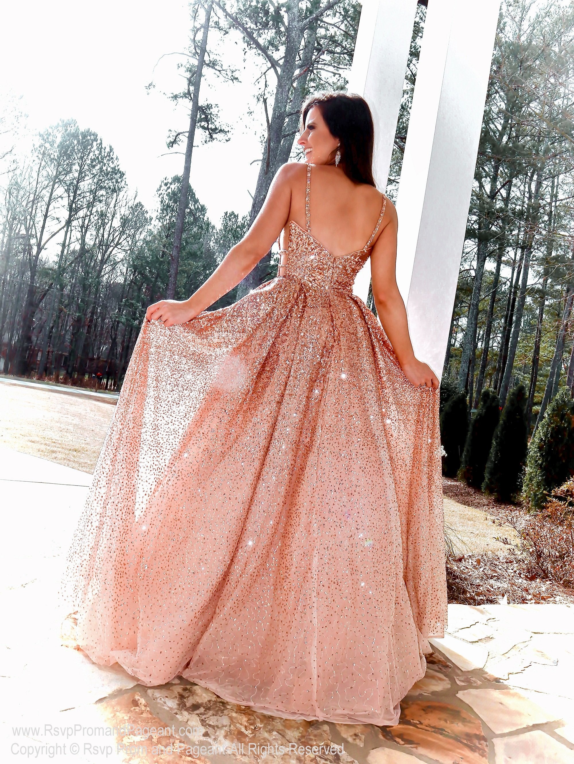 rose gold prom gown