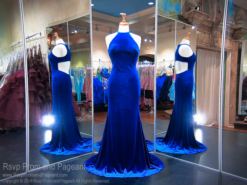 electric blue prom dress