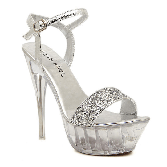 silver open toe high heels