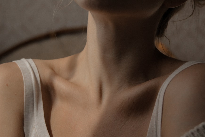 woman’s neck and decolletage