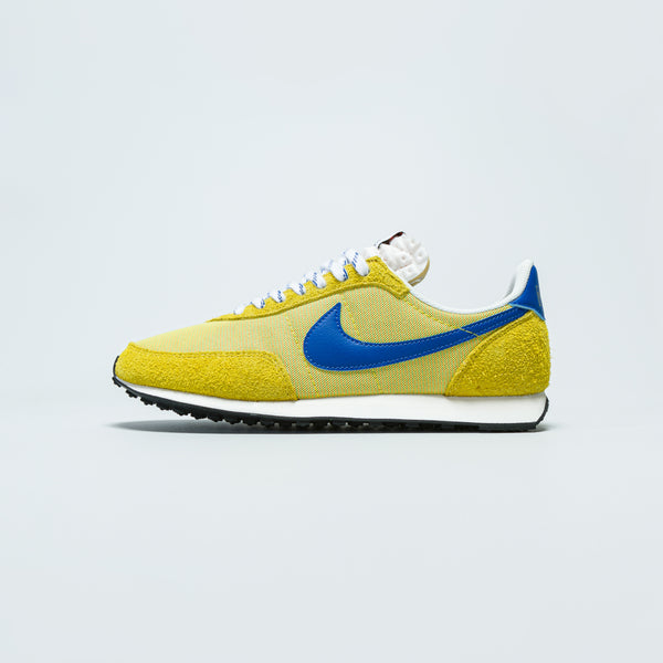 blue and yellow nike waffle