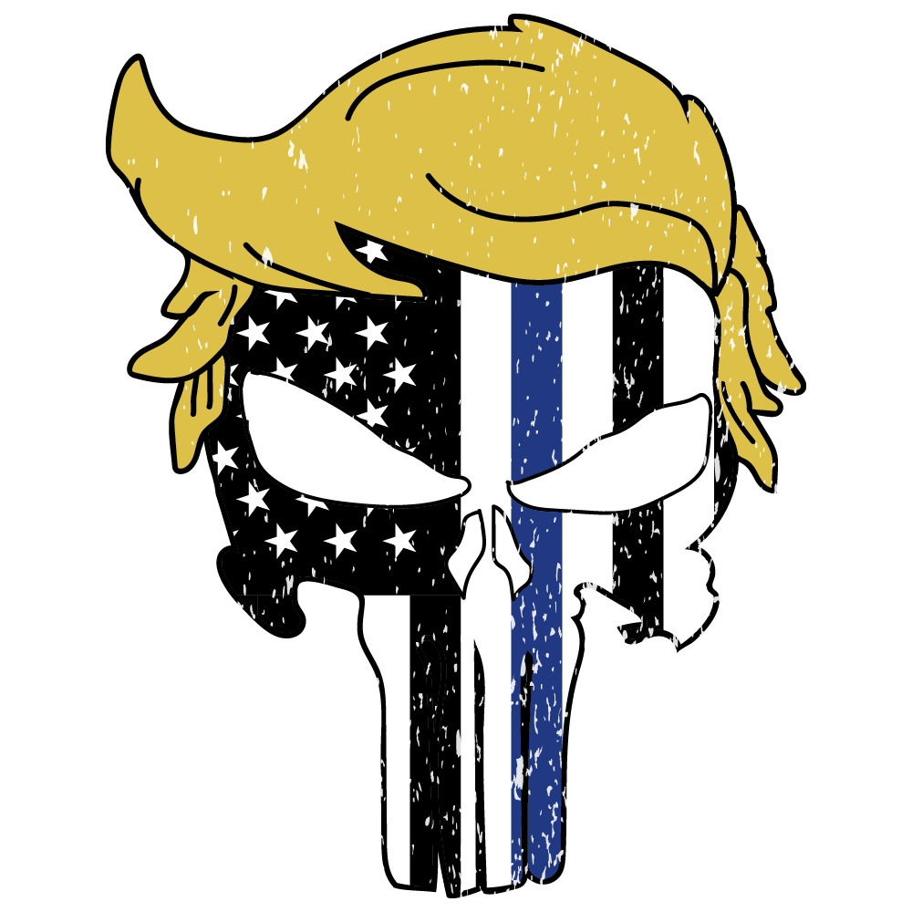 TRUMP PUNISHER PATCH: Blue Line American Flag - Chicago Cop Shop