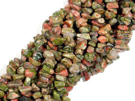 Unakite, 4-10mm Chips Beads, 35 Inch, Long full strand-Gems: Nugget,Chips,Drop-BeadXpert