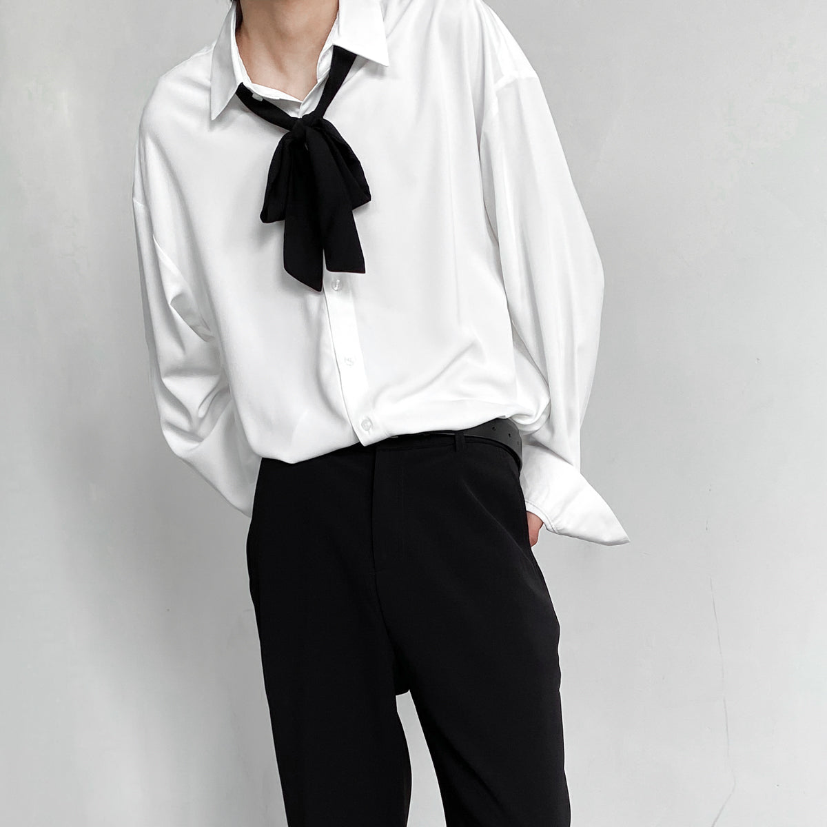 リボン付きシャツ(SH466) - 韓国メンズファッション通販サイト Jacob's warehouse
