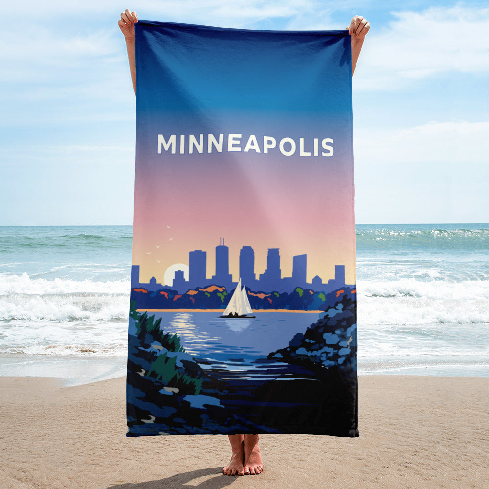 Landmark MN  Paul Bunyan Summer Beach Towel - Legendary Landmark Art Prints