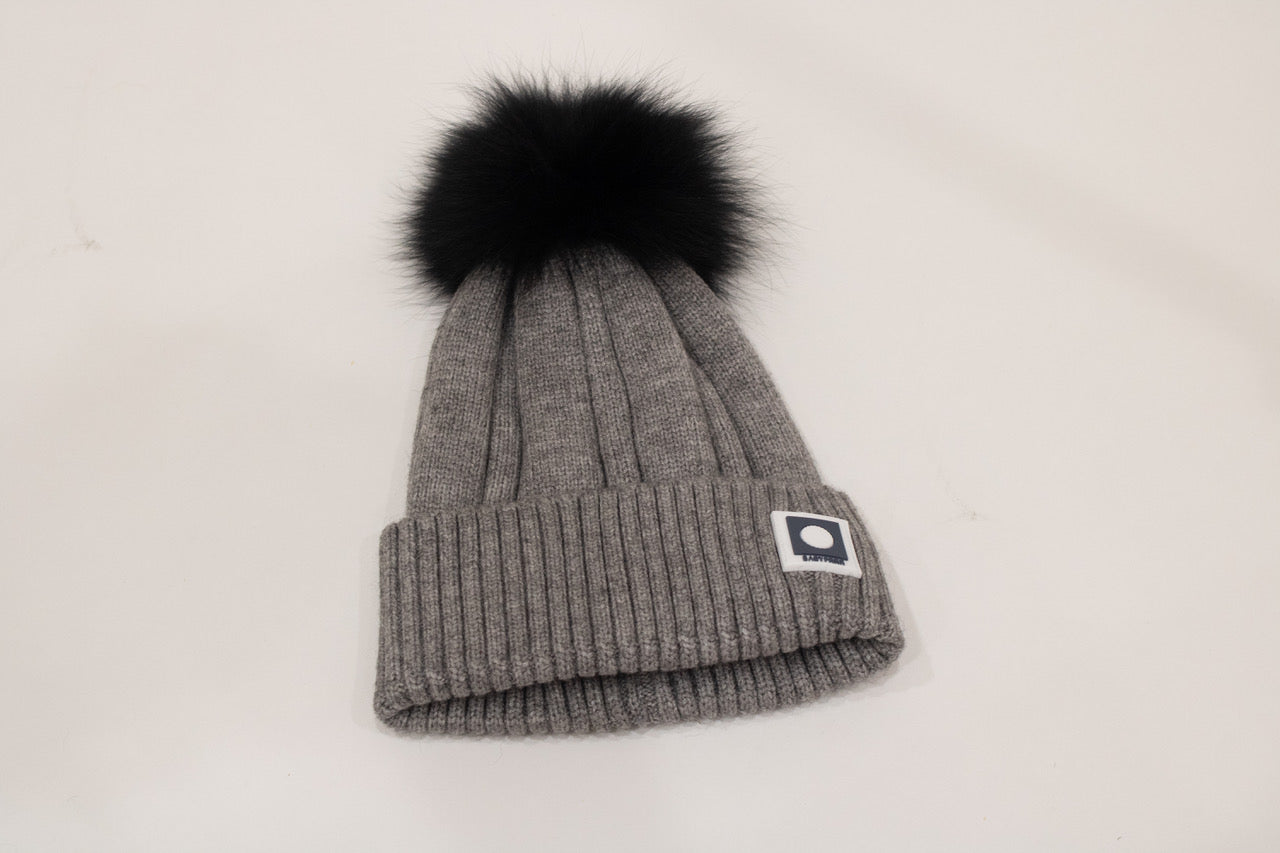 fox fur pom pom hat