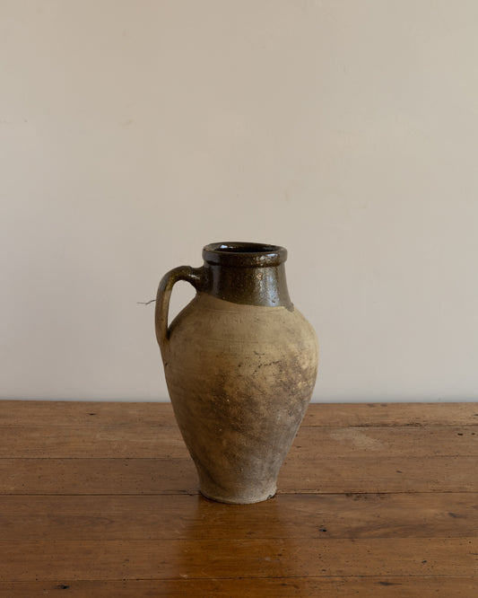 Vintage Olive Oil/Water Jar from Inland Turkey - Glazed Interior