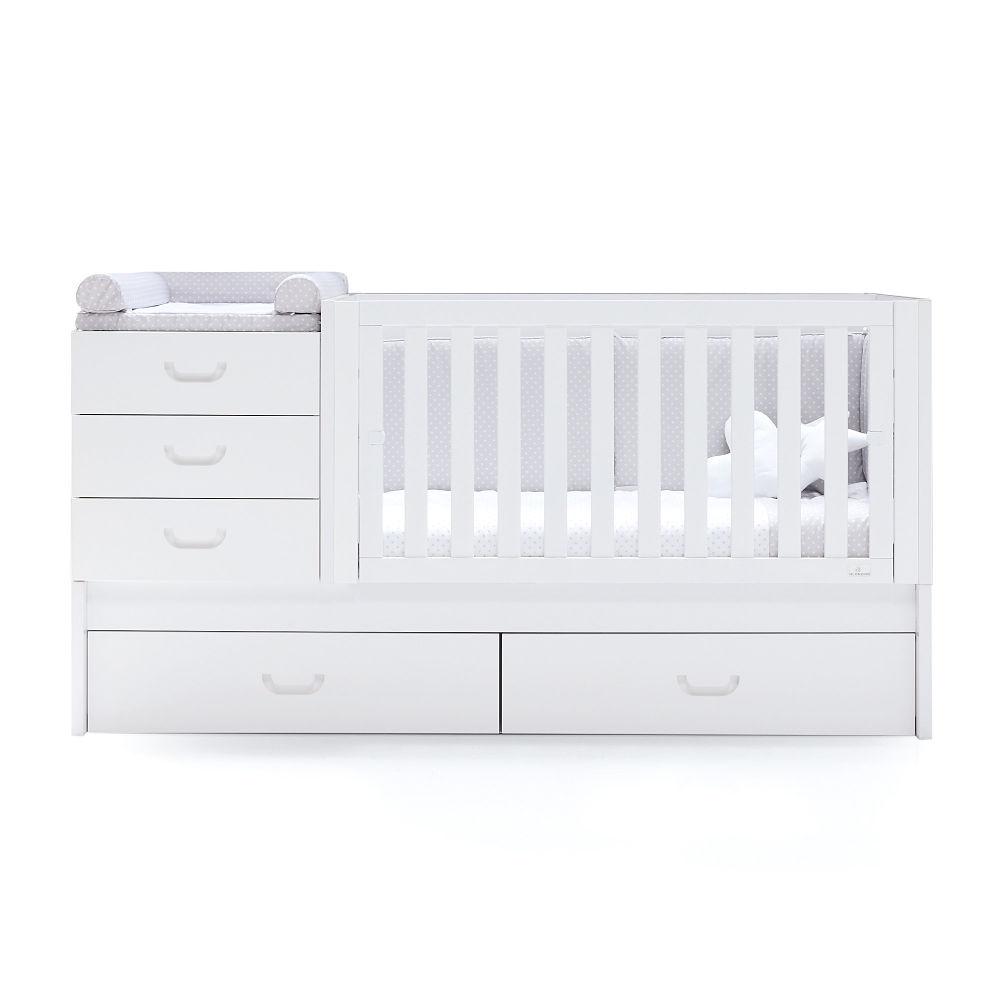 white crib with storage drawer