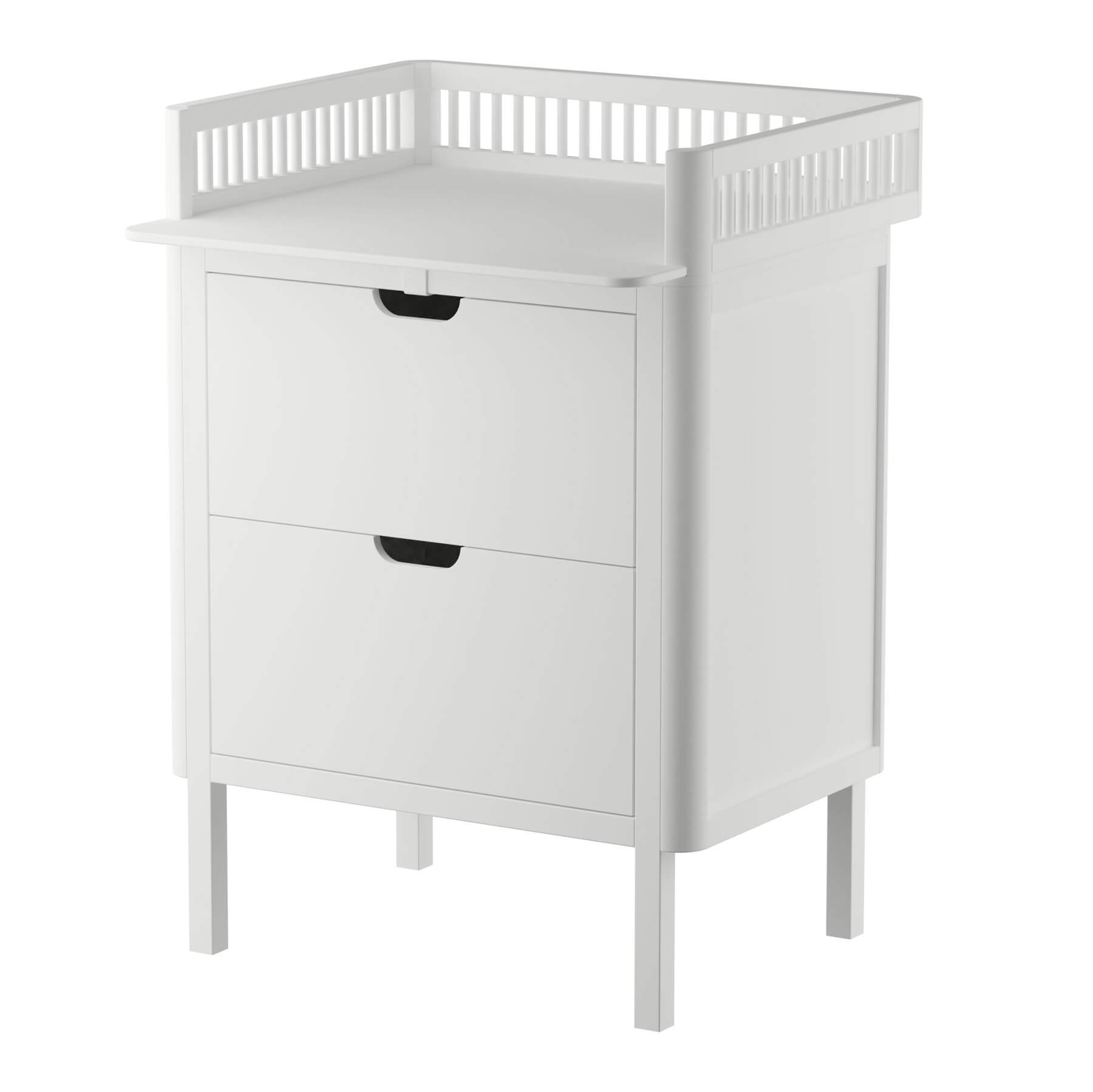 white changing unit with drawers