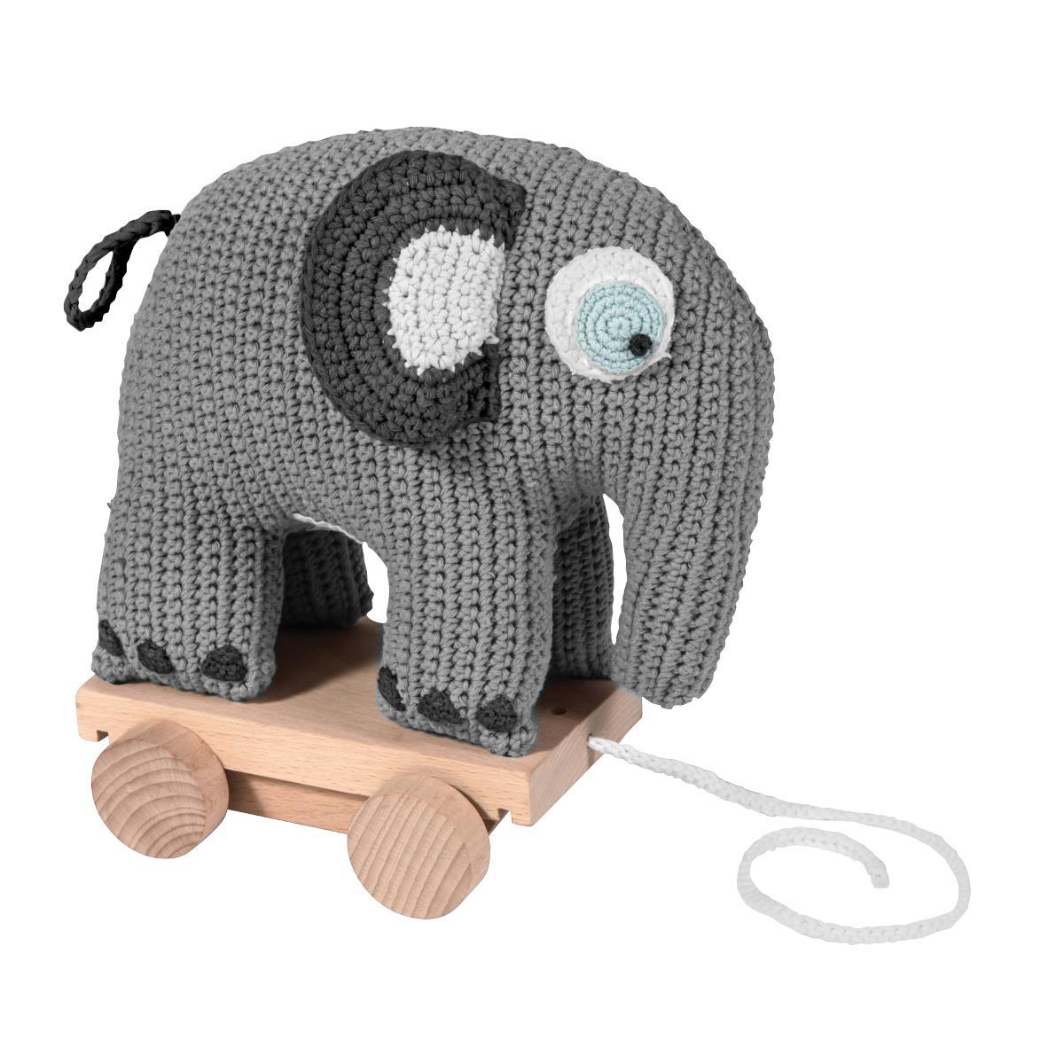 Sebra Crochet Pull-Along Toy - Fanto The Elephant - huggle