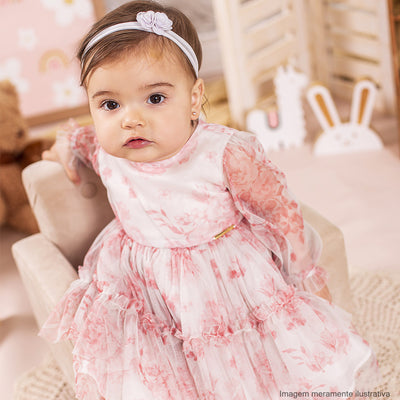 Vestido Infantil Bambollina Três Marias Morango Listras Azul