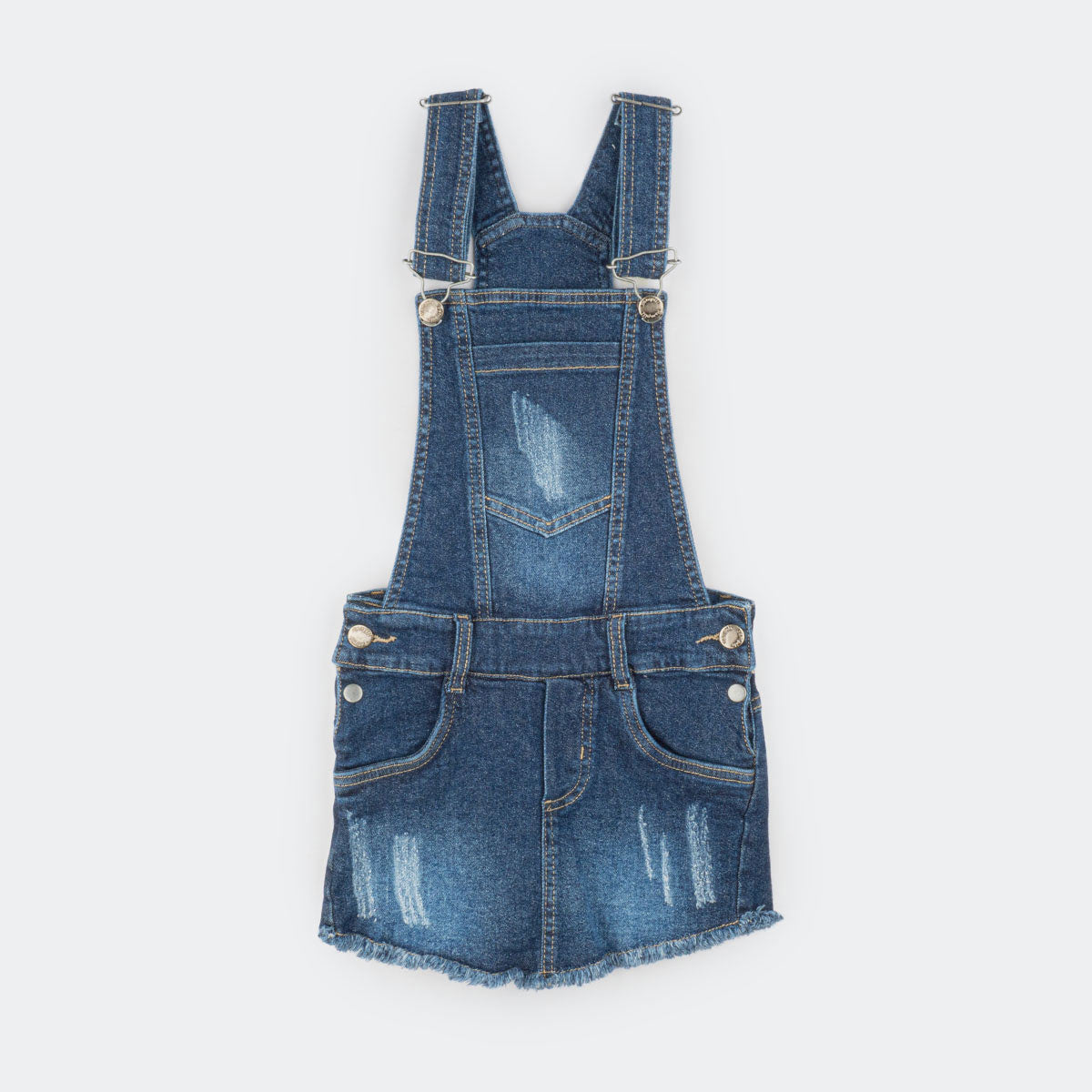 jardineira jeans saia infantil