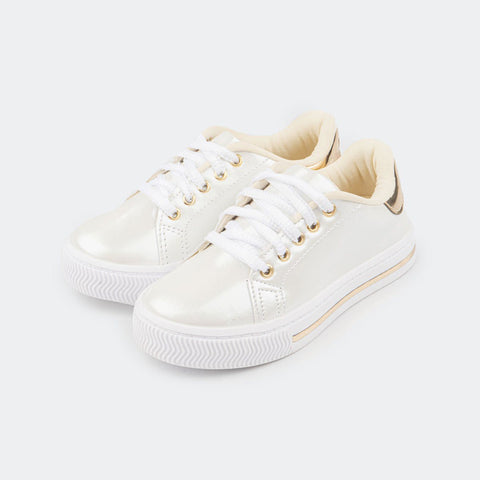 tenis pampili branco com dourado