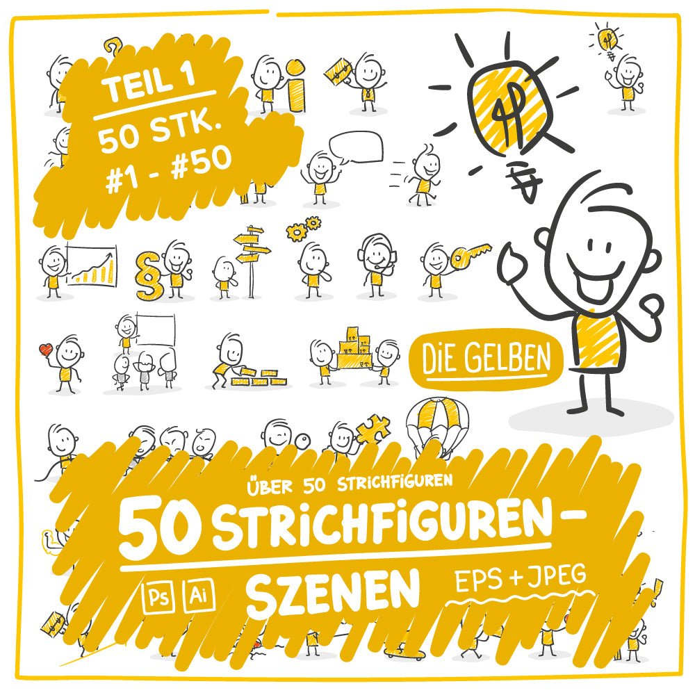 Teil 1 50 Strichfiguren Szenen Die Gelben 1 50 Strichfiguren De