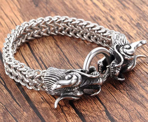 Bracelet Tête De Dragon (Acier) | Viking Héritage