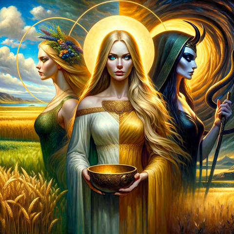 Goddesses Sif, Sigyn, and Hel