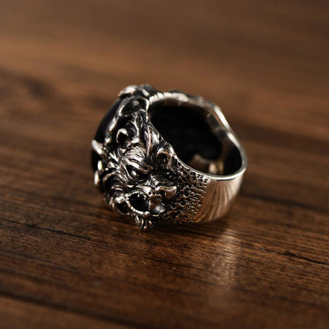 .925 Silber Ring mit schwarzem Stein | Wikingererbe