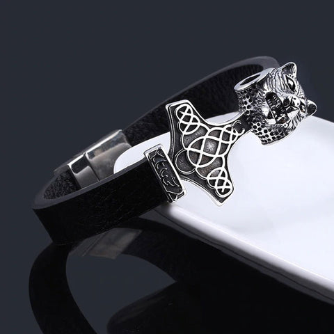 Wolf-Lederarmband | Wikingererbe