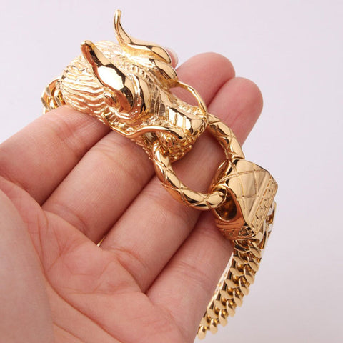 Drachenkopf-Armband (Gold) | Wikingererbe