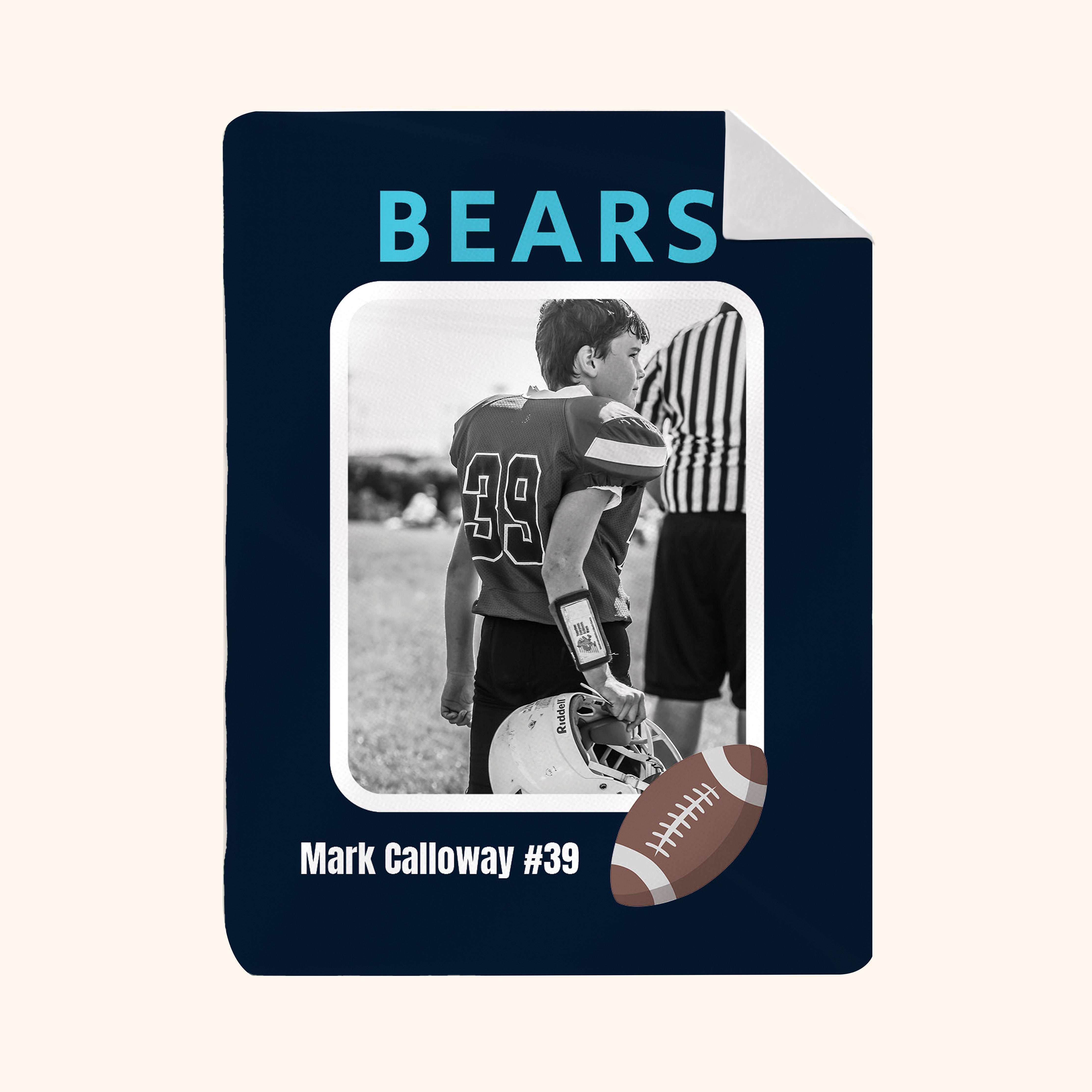 Custom Photo & Name Blanket: Collectible Football Card Design - My BlanketShop product image