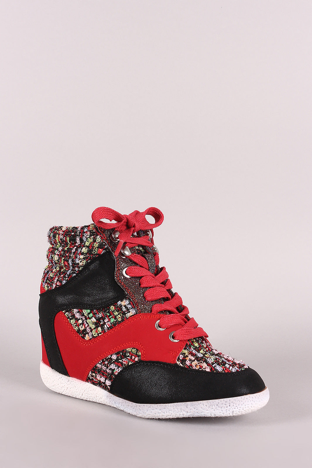 red high top wedge sneakers