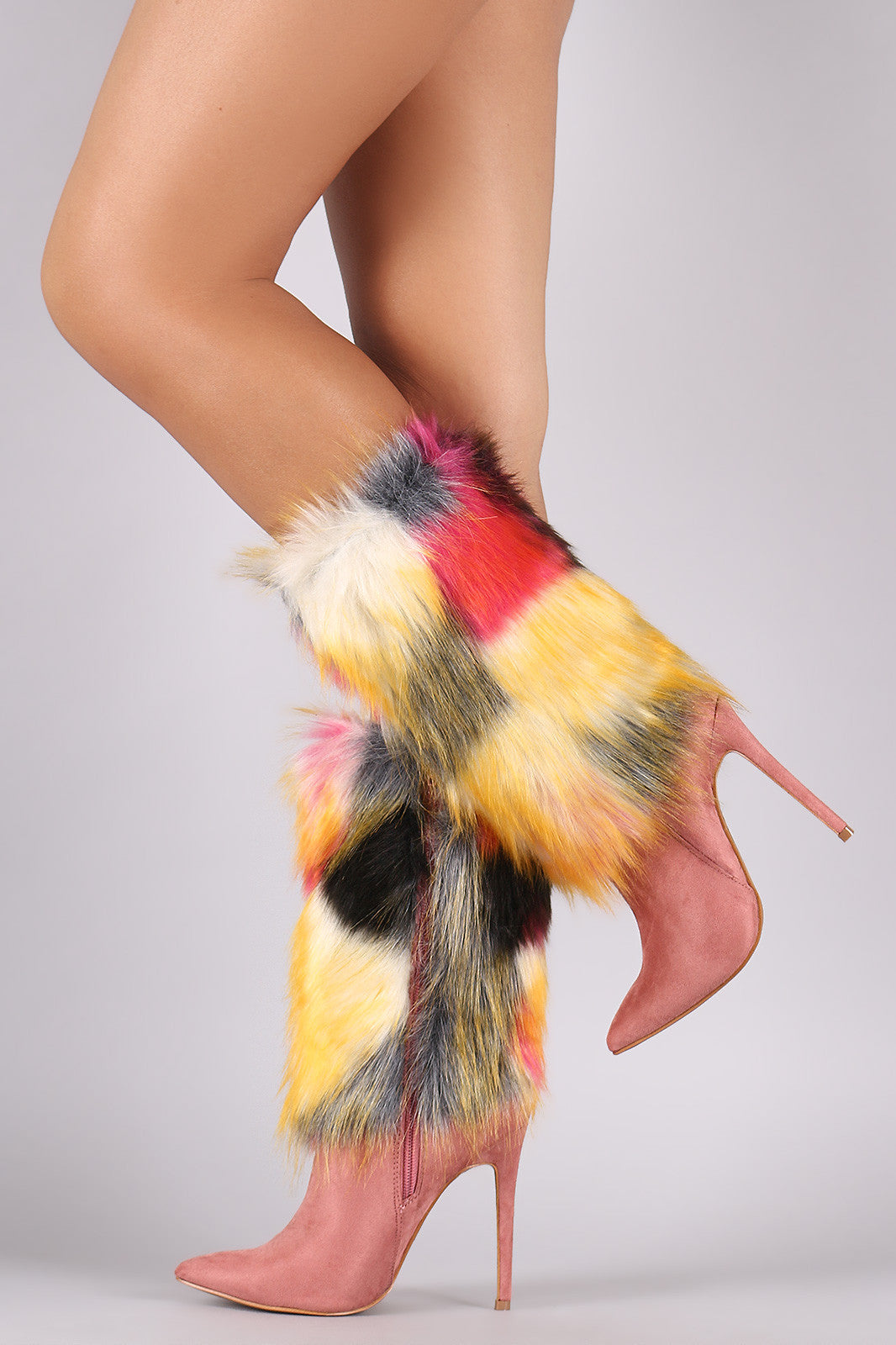 multicolor fur boots