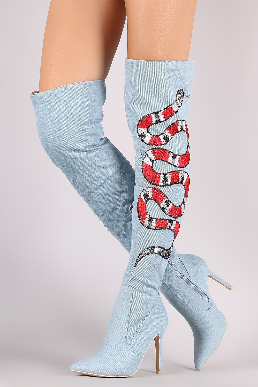 over the knee embroidered boots