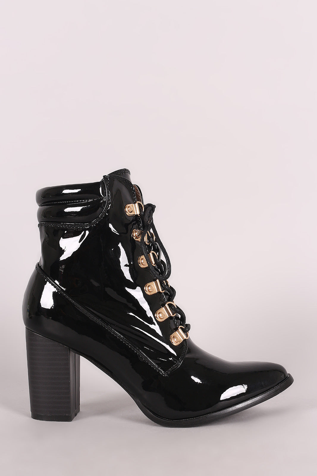patent leather heeled combat boots