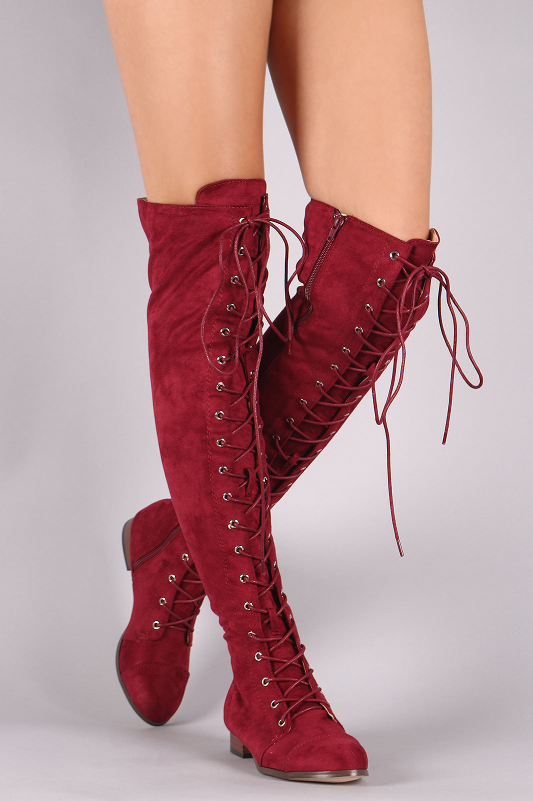 front lace up over the knee boots