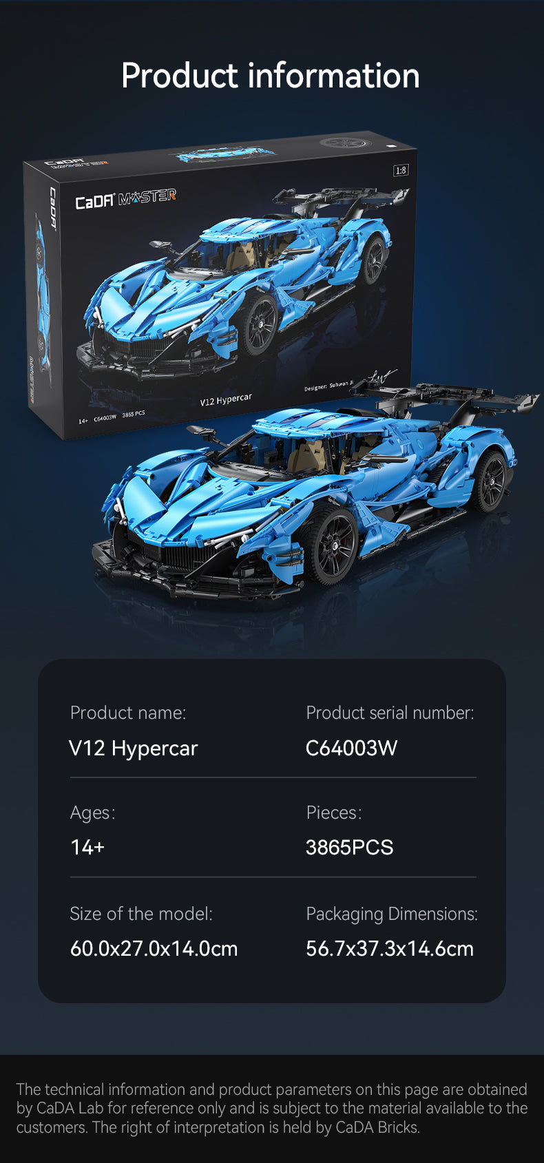 CaDA V12 Hypercar Static Version C64003W