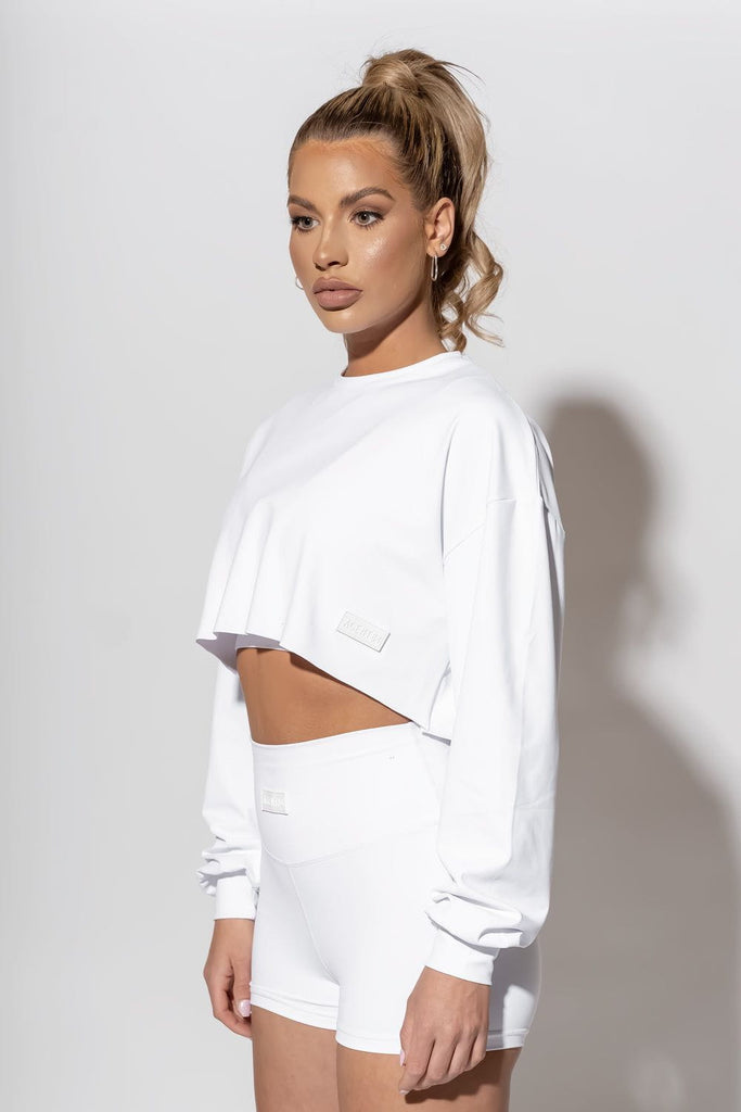 nike air long sleeve white super crop top