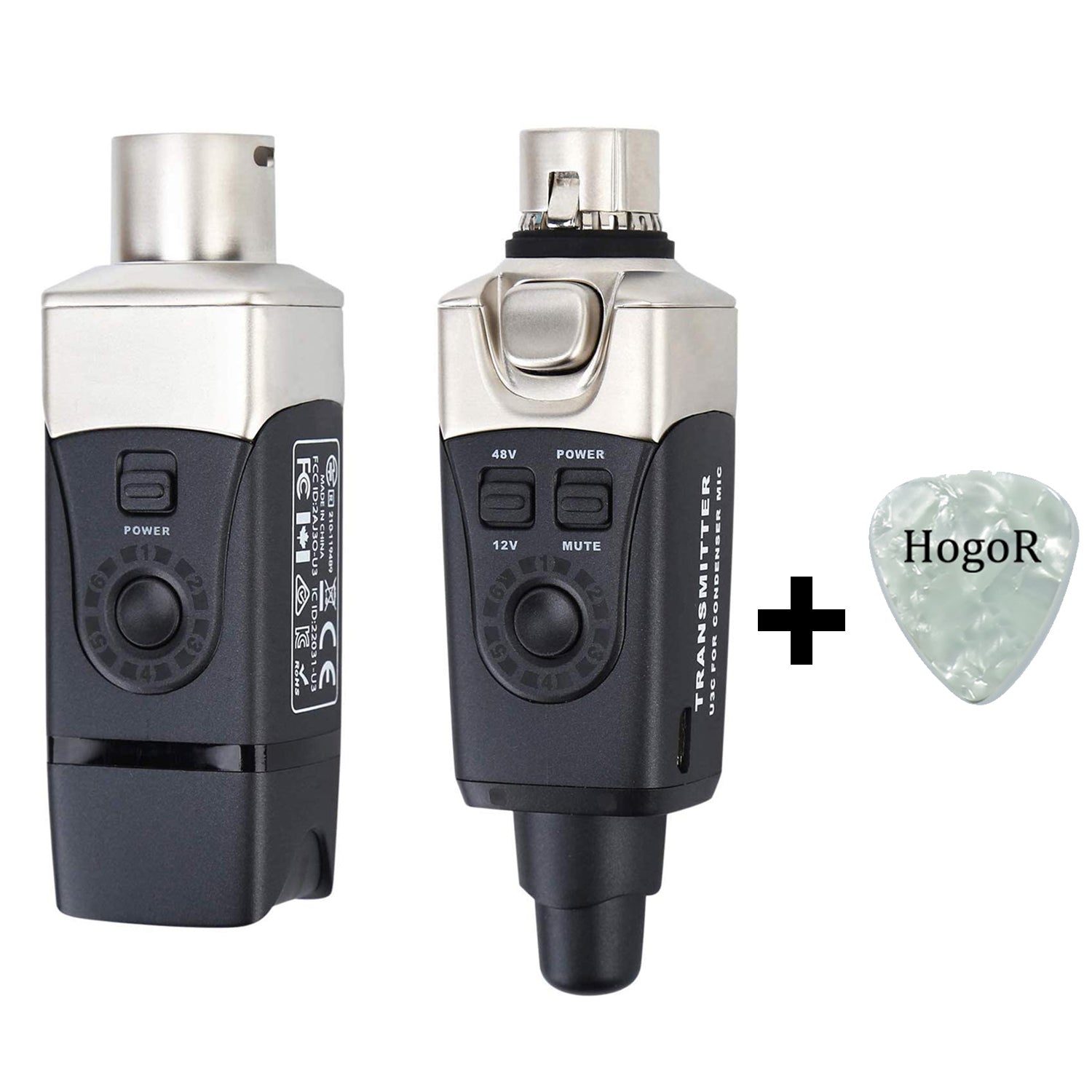 Xvive U3C Condenser Microphone Wireless Microphone XLR Transmitter and Receiver System, Audio Mixer, PA System, Microphone System for a Wide Range of Applications Bundled with HogoR Guitar Picks