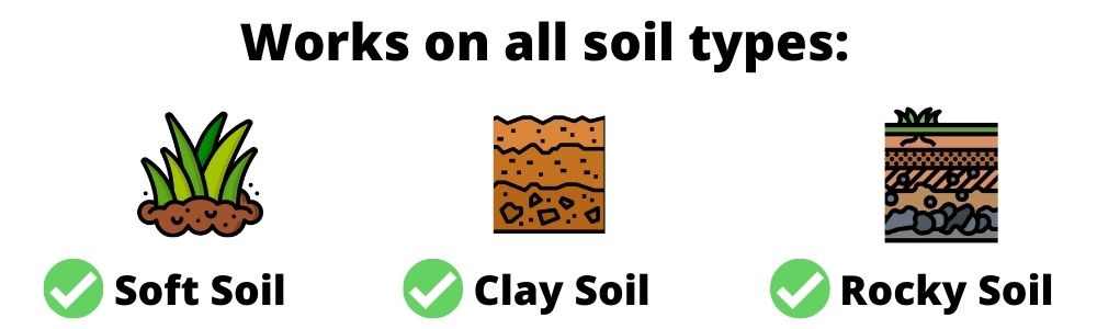 Easy Garden works for all soil types, including clay soil and rocky soil.