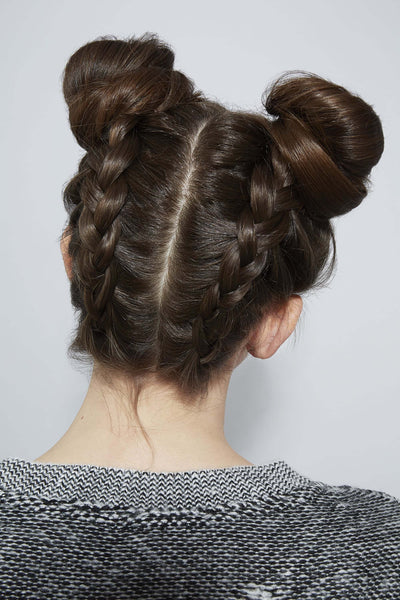 french braided space buns