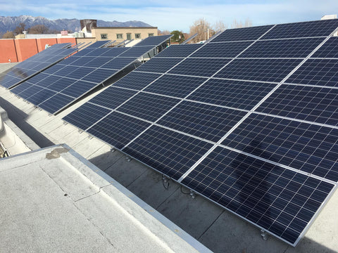 65 solar panels adorn the south side of eastside sport's roof