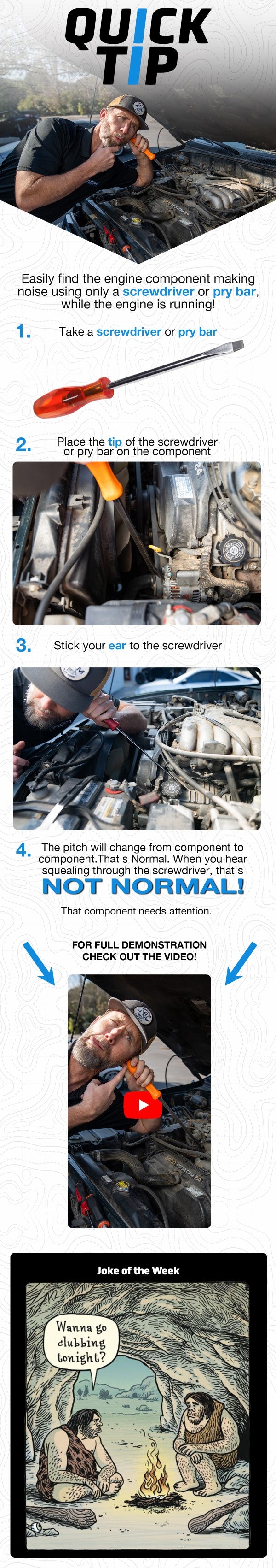 Diagnose engine noises with a screwdriver