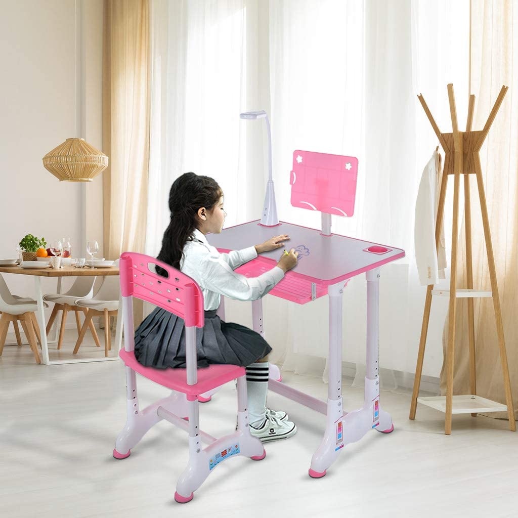 pink desk and chair set