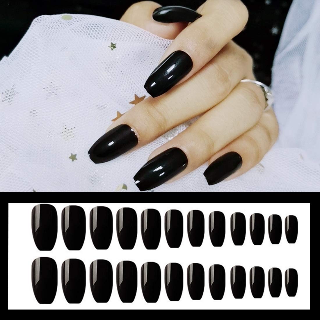 1 Mo Finance Umillars Glossy Pure Color Coffin Nails Matte False Abunda