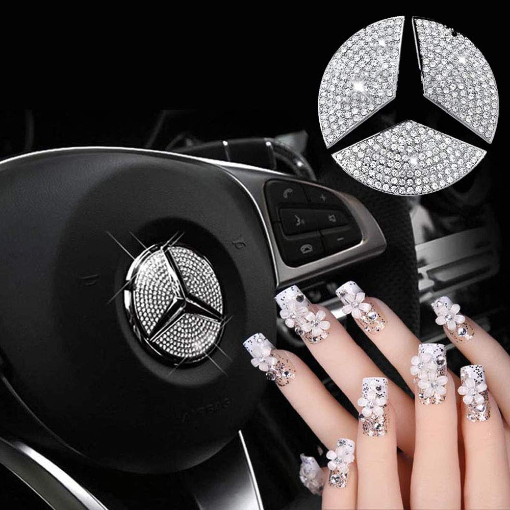 2 Mo Finance Steering Wheel Bling Crystal Emblem For Mercedes Benz Abunda