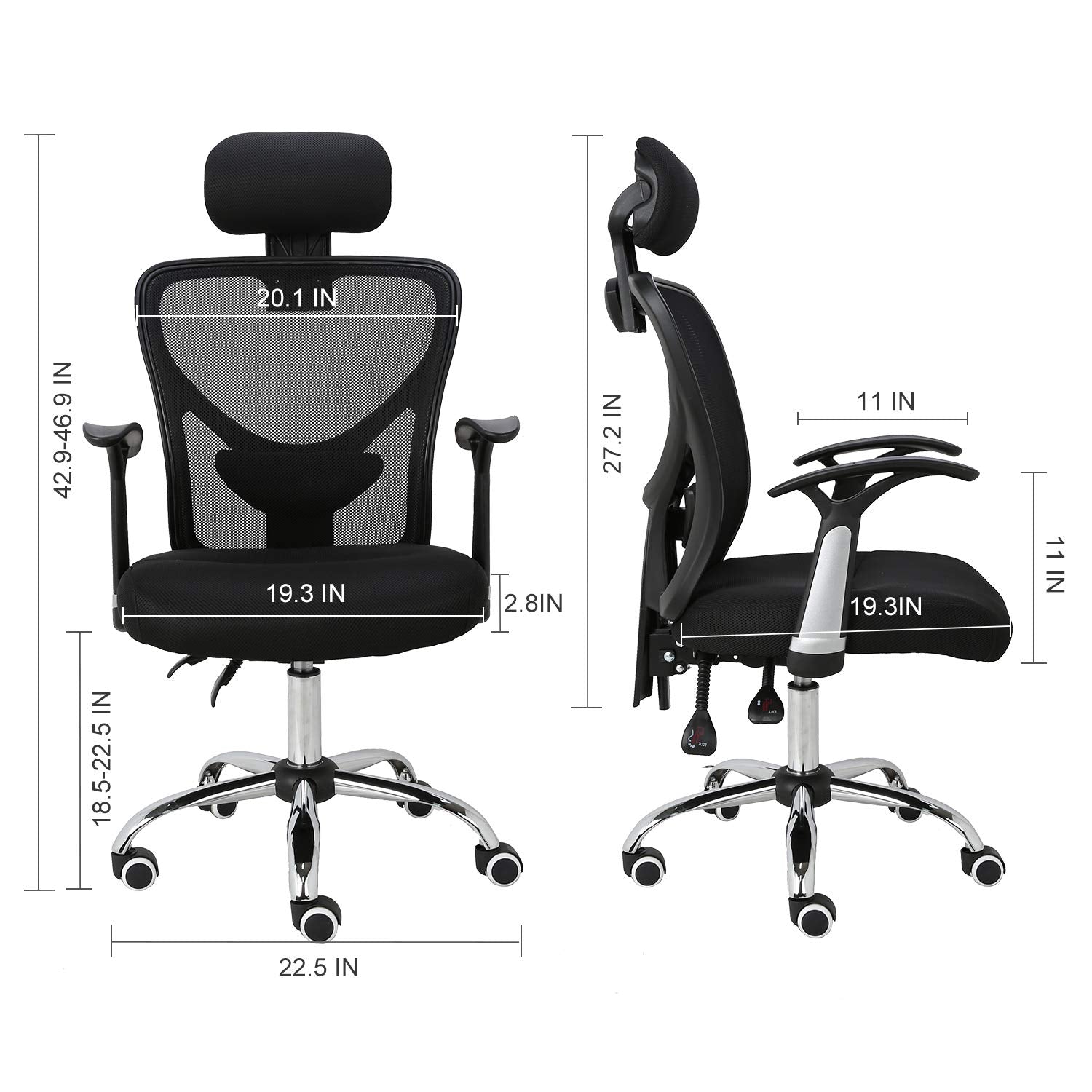 $21/mo - Finance HOMEFUN Ergonomic Mesh Office Chair, Adjustable – Abunda