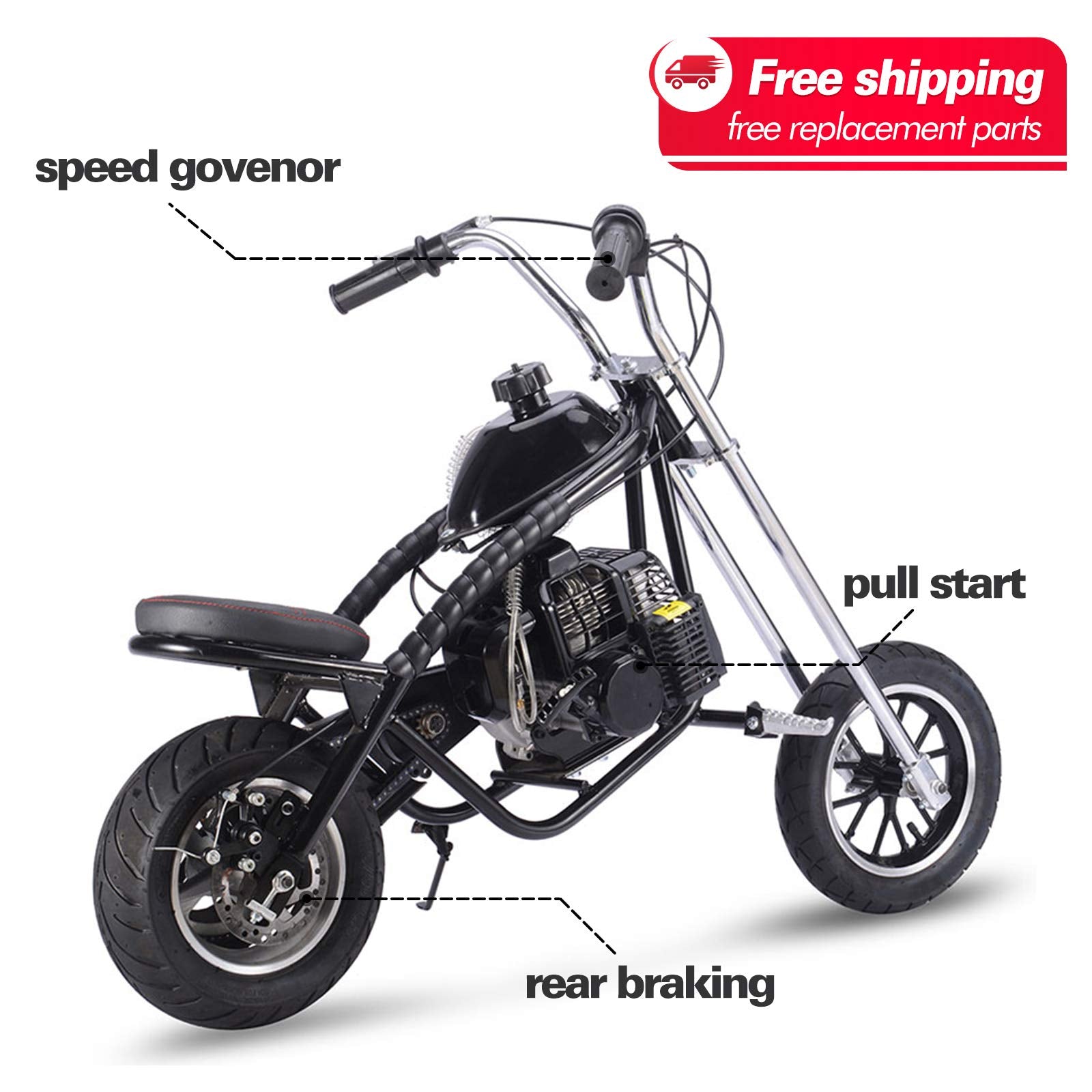 mototec gas mini chopper 49cc black