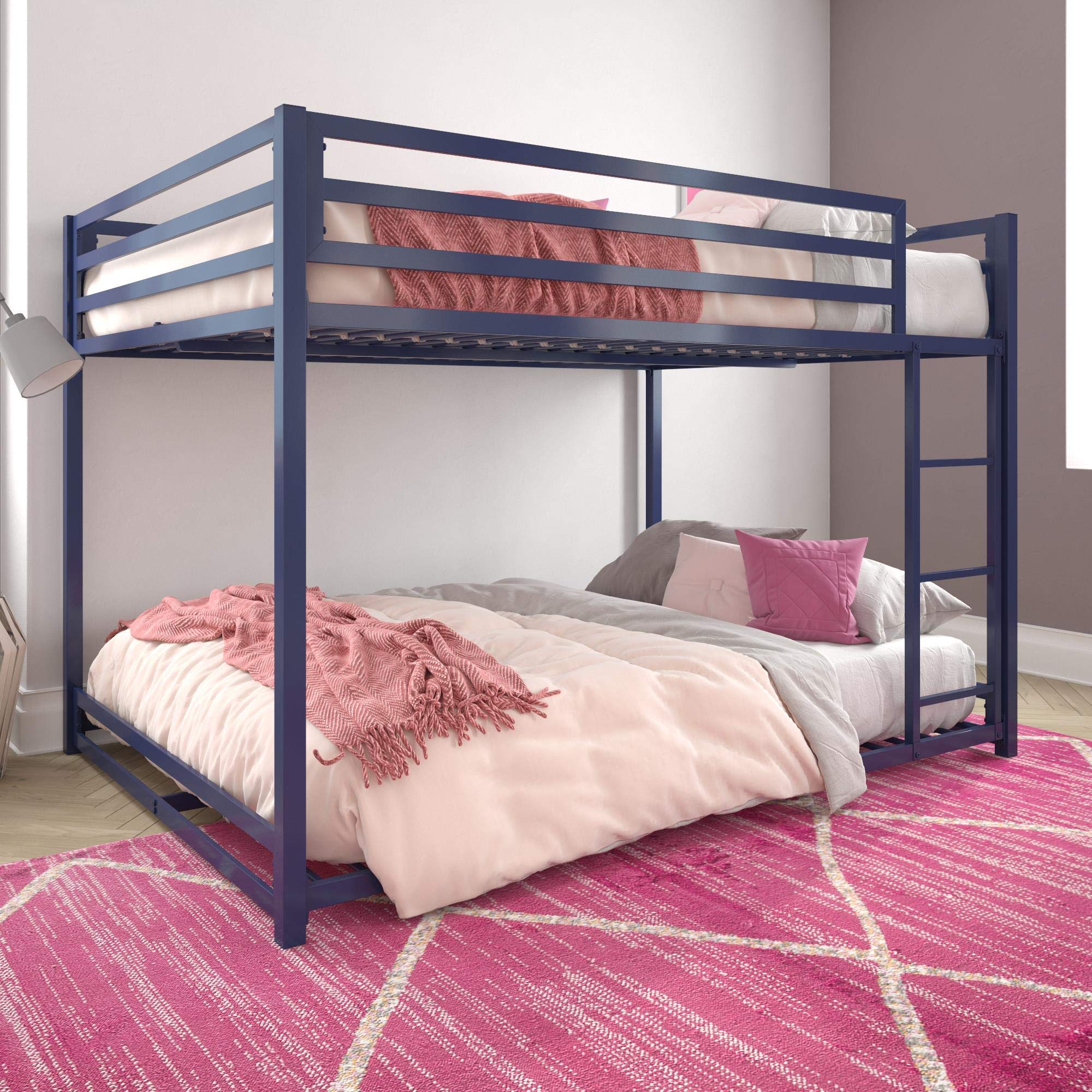 Yorking Single Loft Bed High Sleeper Bed Metal Bunk Bed frame Day Bed with Double Ladder and Safety Guardrail