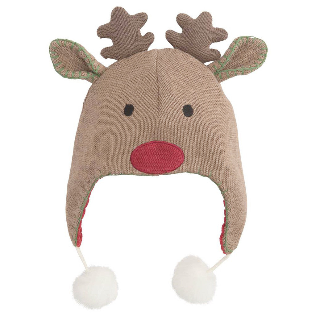 Warm Baby's Aviator Reindeer Hat with Fleece Stroller Blanket Set