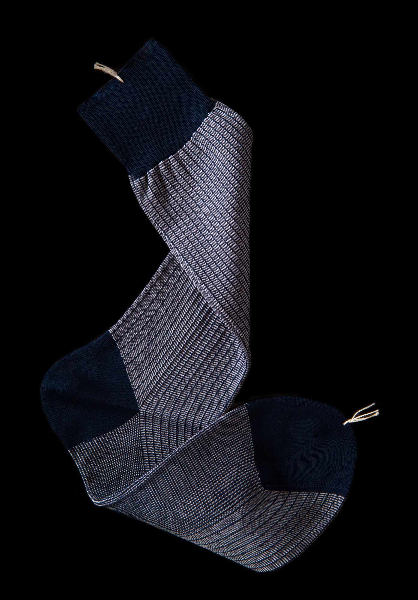 Pinstripe Reverso Mid-Calf Socks Style | WILLIAM ABRAHAM